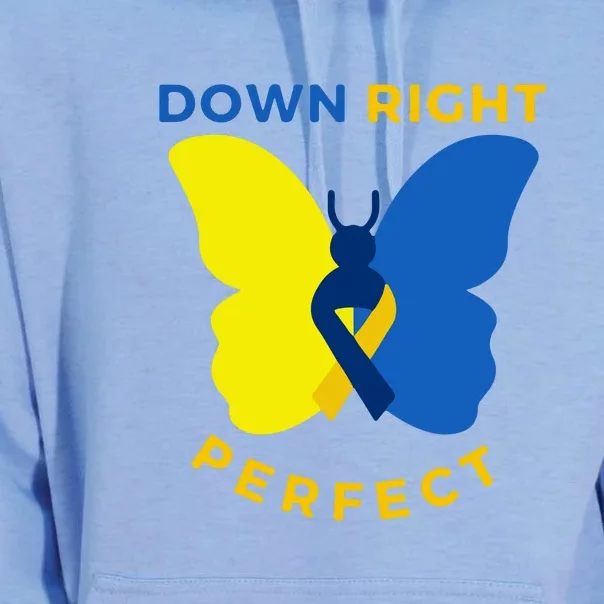 Down Right Perfect Butterfly Down Syndrome Awareness Gift Unisex Surf Hoodie