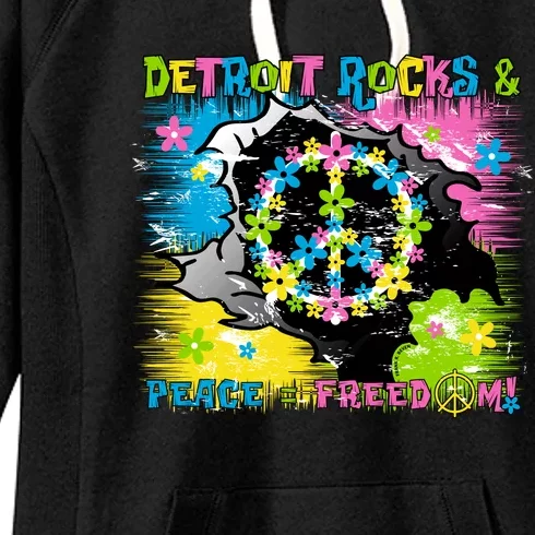 Detroit Rocks Peace Freedom Women's Fleece Hoodie