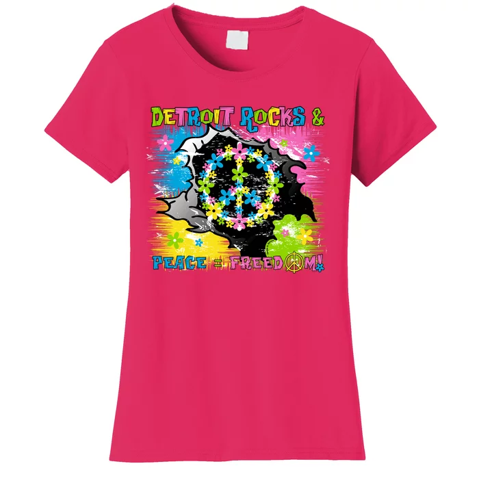 Detroit Rocks Peace Freedom Women's T-Shirt