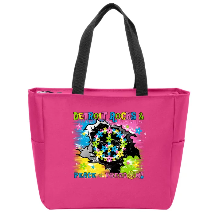 Detroit Rocks Peace Freedom Zip Tote Bag