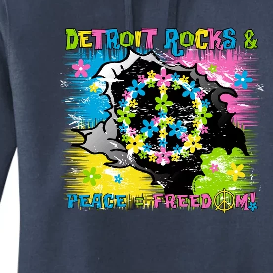 Detroit Rocks Peace Freedom Women's Pullover Hoodie