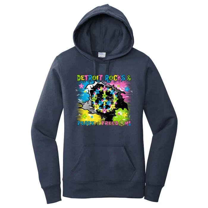 Detroit Rocks Peace Freedom Women's Pullover Hoodie