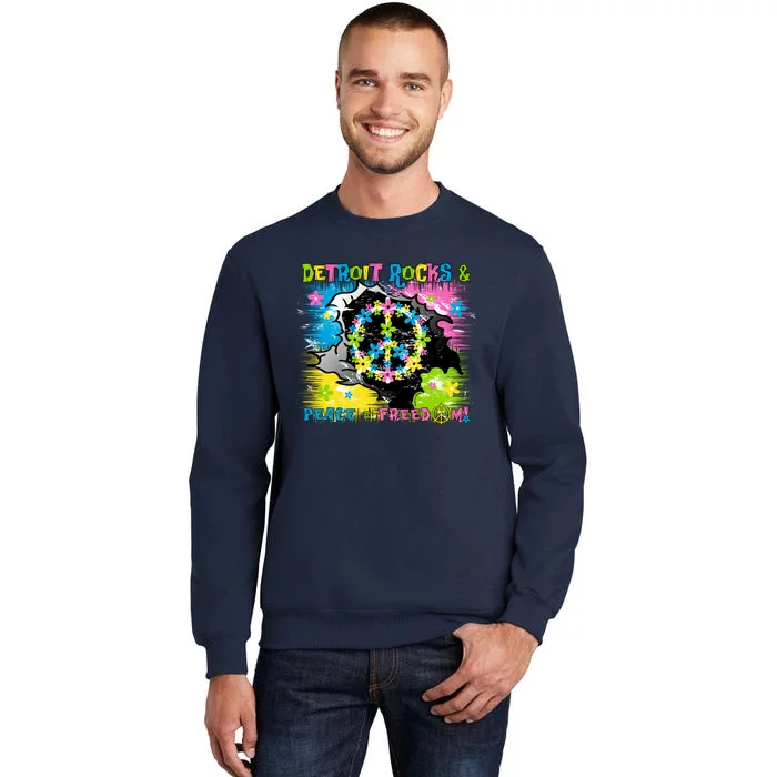 Detroit Rocks Peace Freedom Tall Sweatshirt