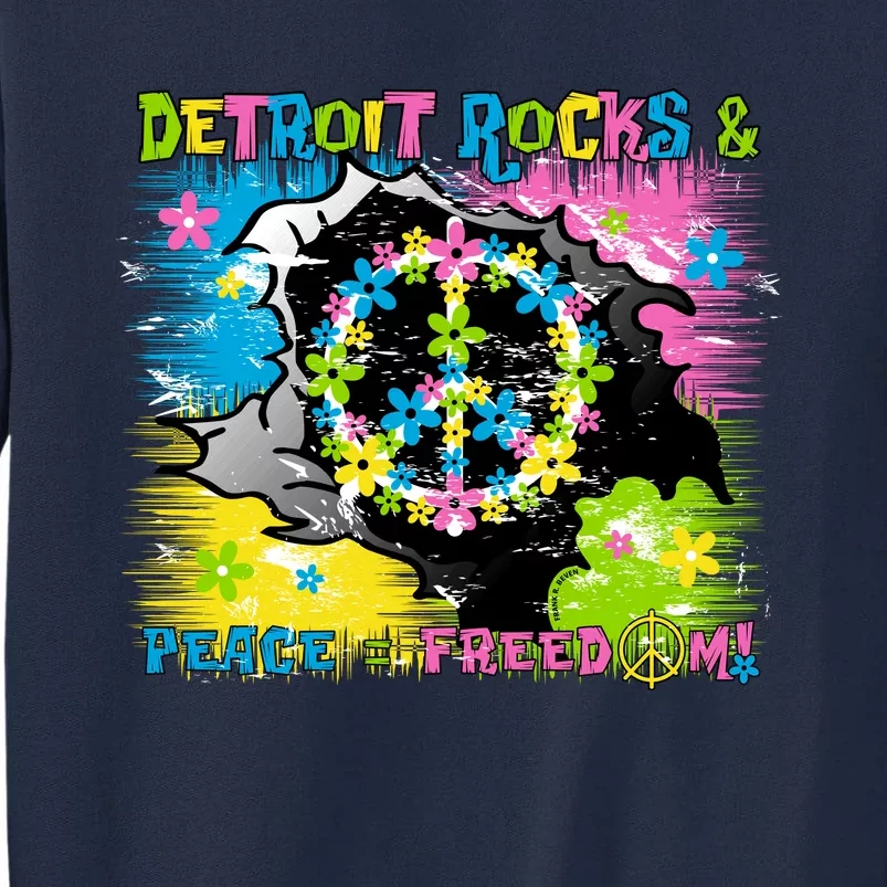 Detroit Rocks Peace Freedom Tall Sweatshirt