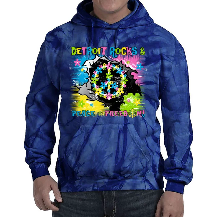 Detroit Rocks Peace Freedom Tie Dye Hoodie