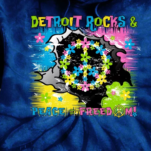 Detroit Rocks Peace Freedom Tie Dye Hoodie