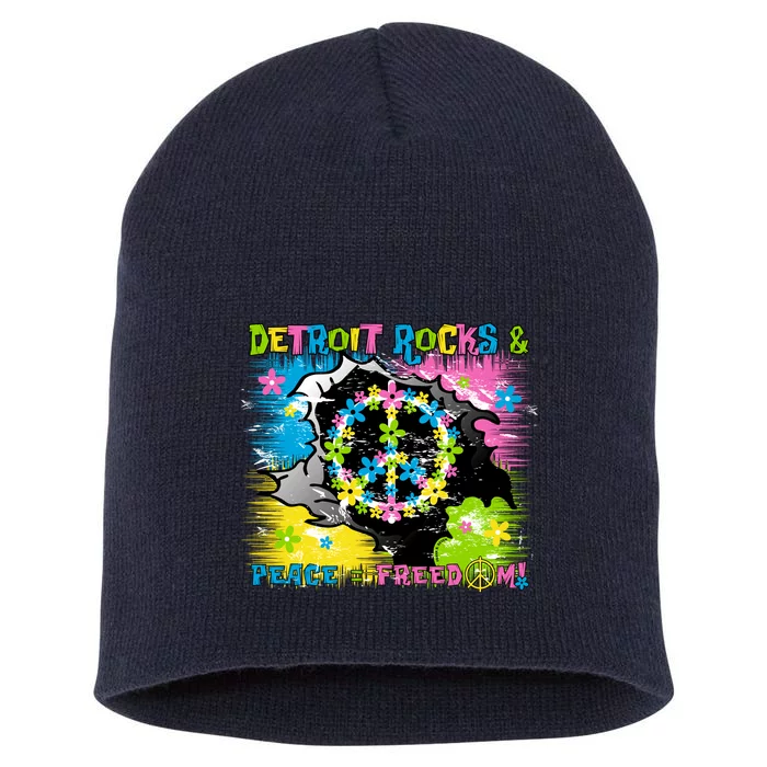 Detroit Rocks Peace Freedom Short Acrylic Beanie