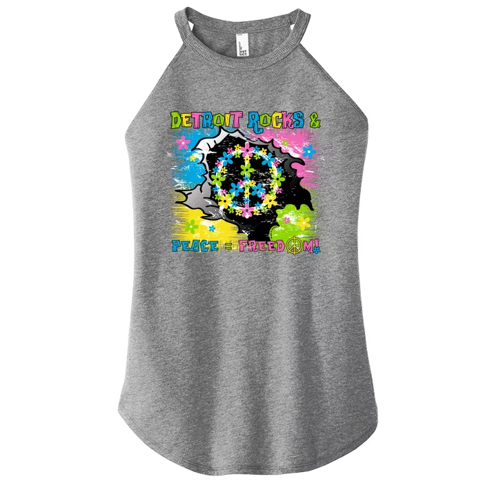 Detroit Rocks Peace Freedom Women’s Perfect Tri Rocker Tank