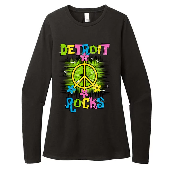 Detroit Rocks Peace Womens CVC Long Sleeve Shirt