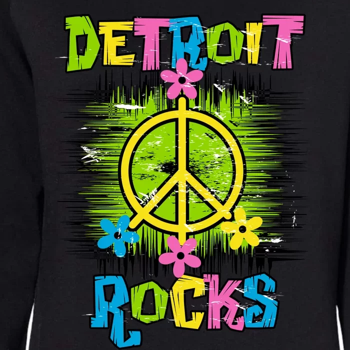 Detroit Rocks Peace Womens California Wash Sweatshirt