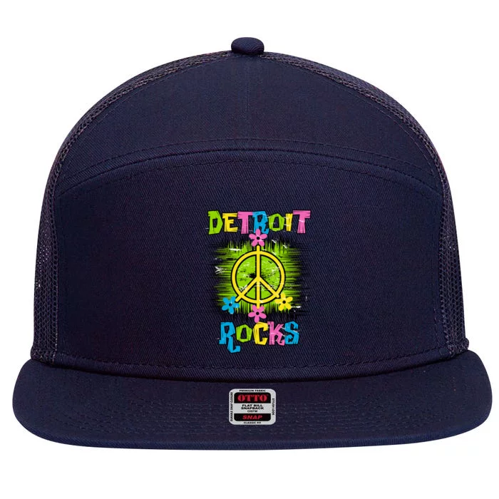 Detroit Rocks Peace 7 Panel Mesh Trucker Snapback Hat