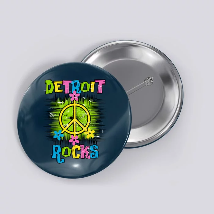 Detroit Rocks Peace Button