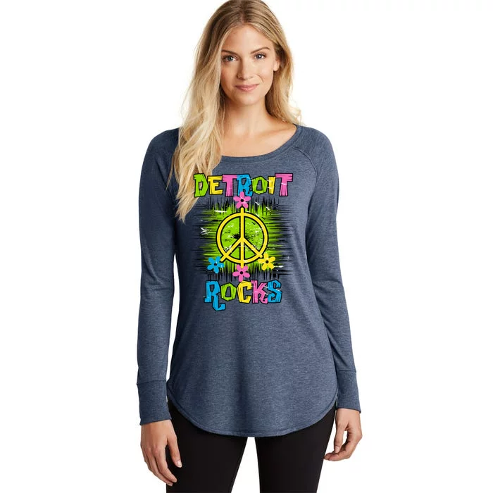 Detroit Rocks Peace Women's Perfect Tri Tunic Long Sleeve Shirt