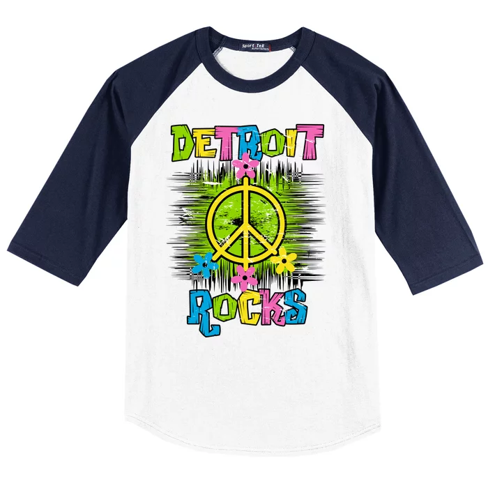 Detroit Rocks Peace Baseball Sleeve Shirt