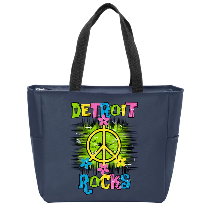 Detroit Rocks Peace Zip Tote Bag