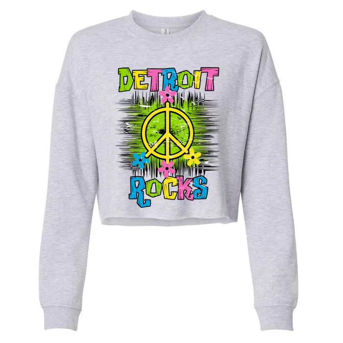 Detroit Rocks Peace Cropped Pullover Crew