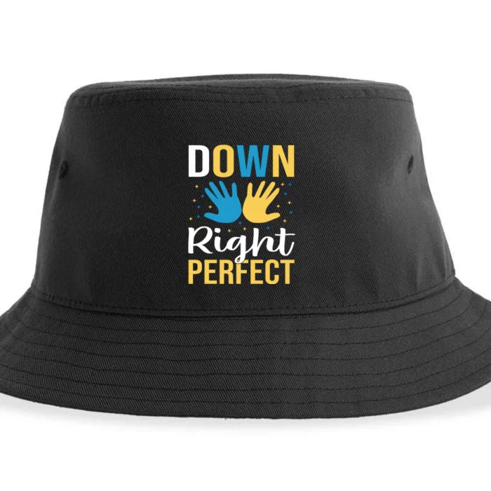 Down Right Perfect For Down Syndrome Awareness Gift Sustainable Bucket Hat