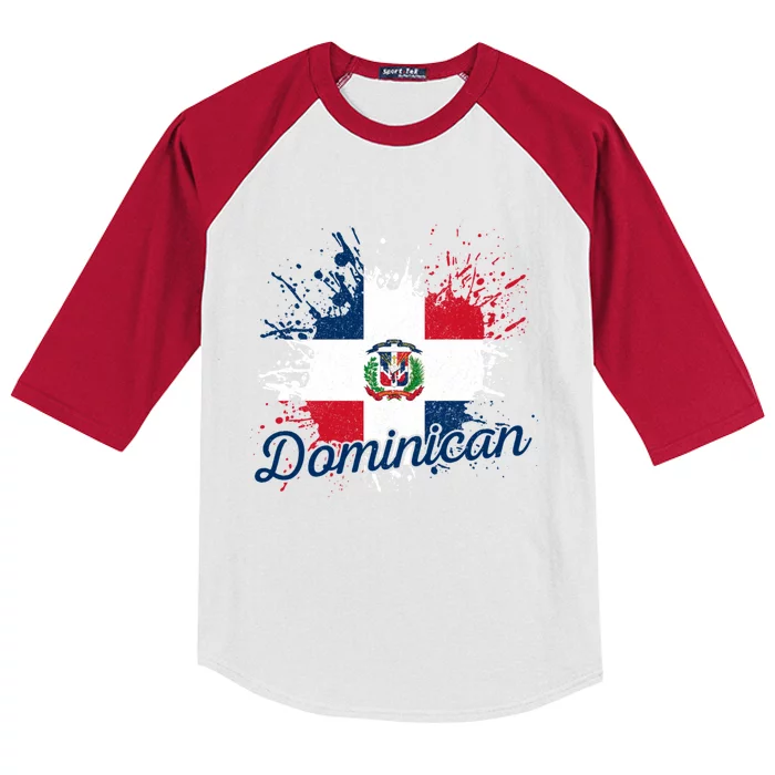 Dominican Republic Patriotic Dominican Pride Flag Gift Kids Colorblock Raglan Jersey