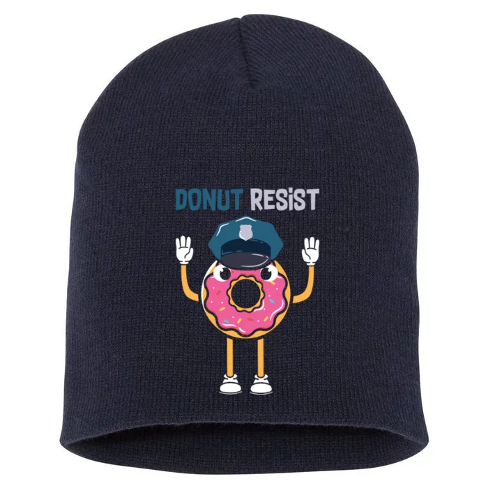 Donut Resist Police Officer Blue Line Donut Graphic Plus Size Shirt For Girl Boy Short Acrylic Beanie