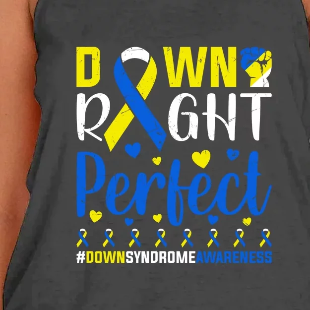 Down Right Perfect Down Syndrome Awareness Day Gift Women's Knotted Racerback Tank