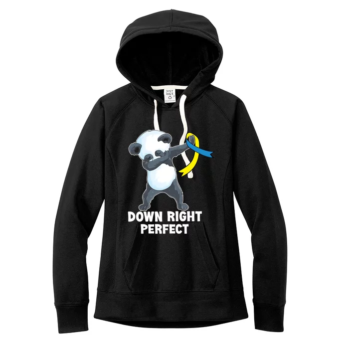 Down Right Perfect Dabbing Panda Down Syndrome Awareness Gift Women's Fleece Hoodie