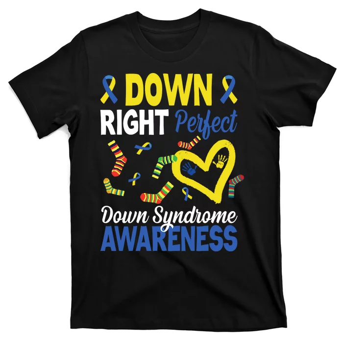 Down Right Perfect Down Syndrome Awareness Heart Sock T-Shirt