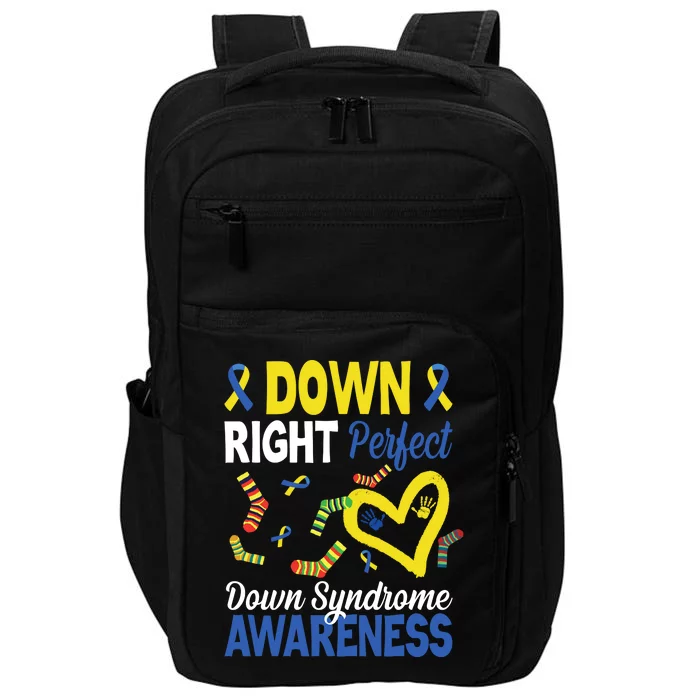 Down Right Perfect Down Syndrome Awareness Heart Sock Impact Tech Backpack