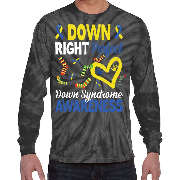 Down Right Perfect Down Syndrome Awareness Heart Sock Tie-Dye Long Sleeve Shirt