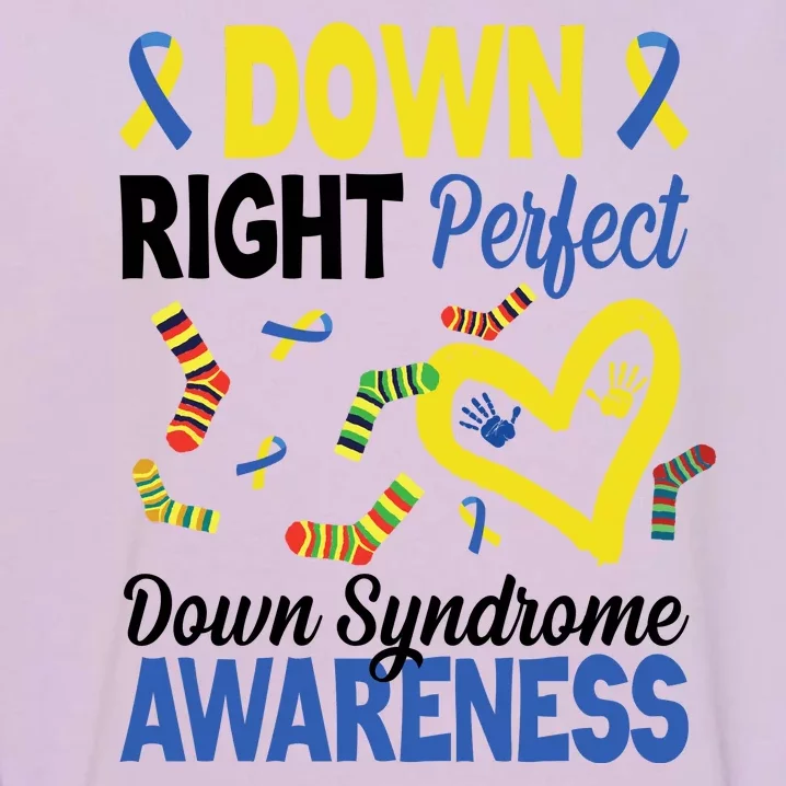 Down Right Perfect Down Syndrome Awareness Heart Sock Garment-Dyed Sweatshirt