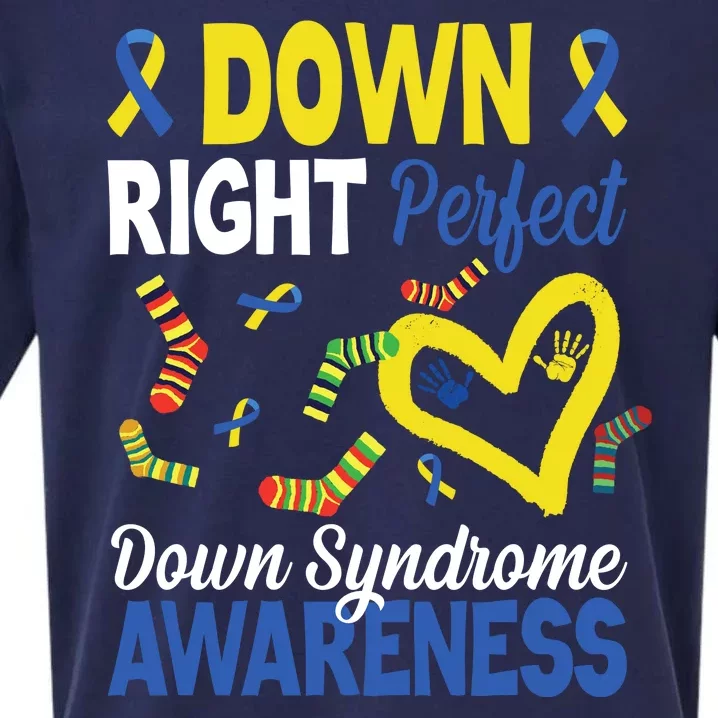 Down Right Perfect Down Syndrome Awareness Heart Sock Sueded Cloud Jersey T-Shirt