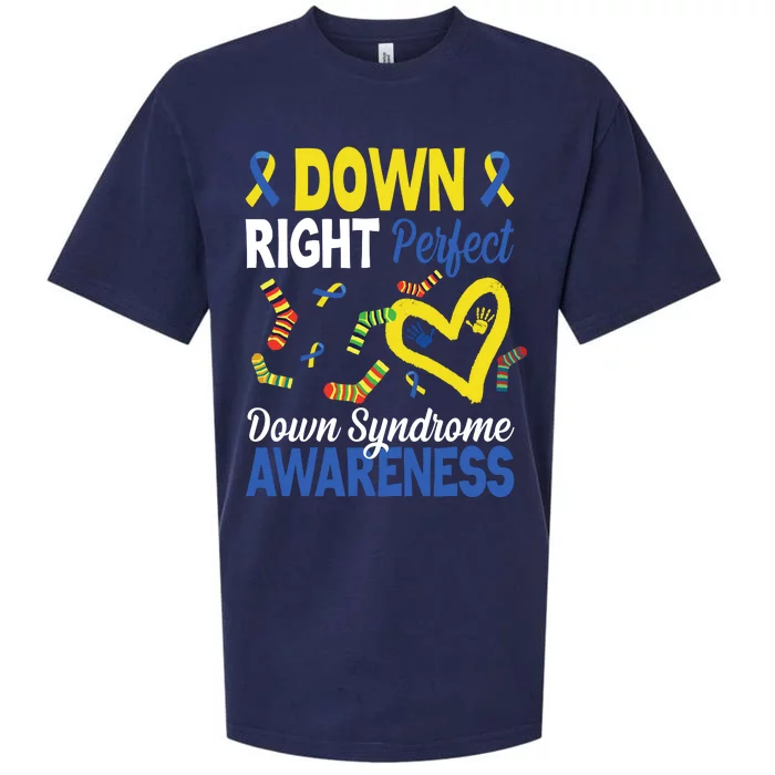 Down Right Perfect Down Syndrome Awareness Heart Sock Sueded Cloud Jersey T-Shirt