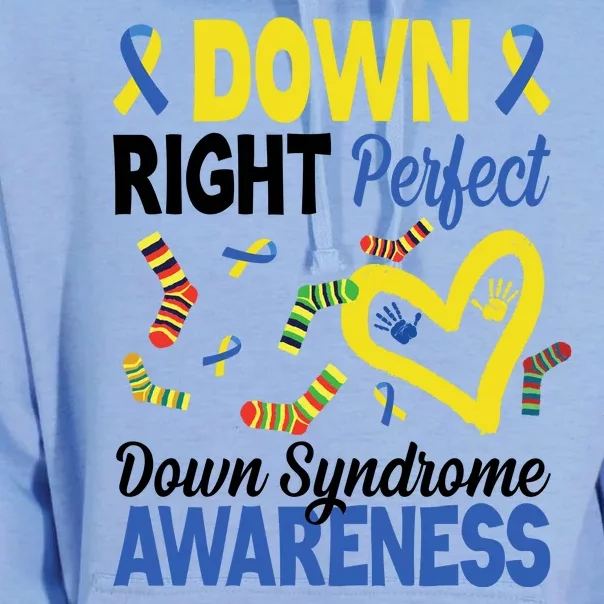 Down Right Perfect Down Syndrome Awareness Heart Sock Unisex Surf Hoodie