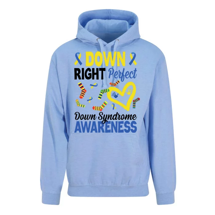 Down Right Perfect Down Syndrome Awareness Heart Sock Unisex Surf Hoodie