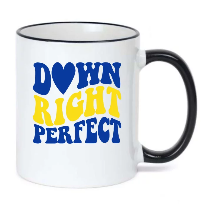 Down Right Perfect Down Syndrome Awareness Black Color Changing Mug