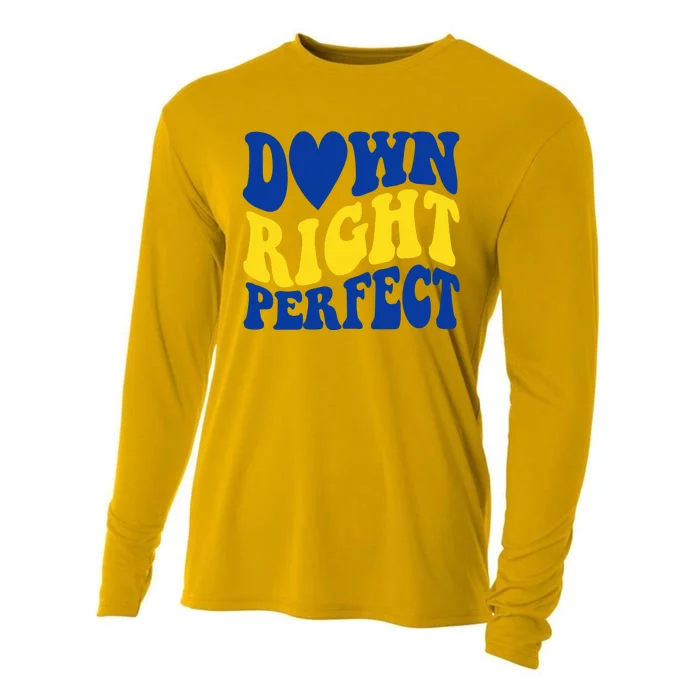 Down Right Perfect Down Syndrome Awareness Cooling Performance Long Sleeve Crew