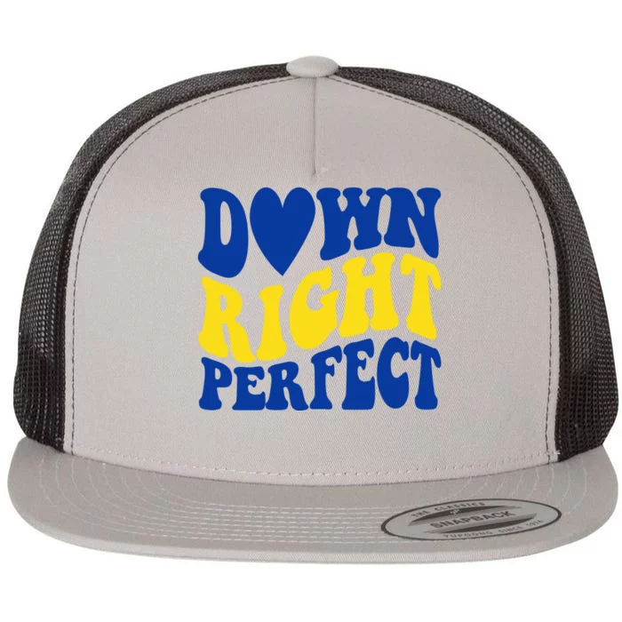 Down Right Perfect Down Syndrome Awareness Flat Bill Trucker Hat