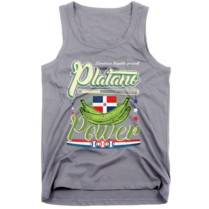 Dominican Republic Platano Power Baseball DR Flag Tank Top