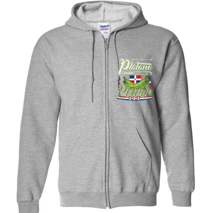 Dominican Republic Platano Power Baseball DR Flag Full Zip Hoodie