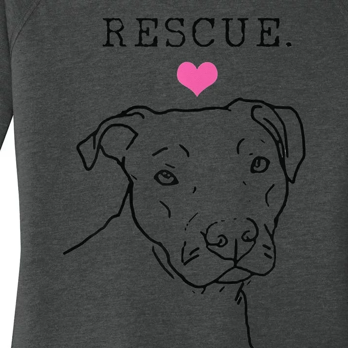 Dog Rescue Pitbull Cute Heart Adopt Pet Animal Dog Lover Women's Perfect Tri Tunic Long Sleeve Shirt