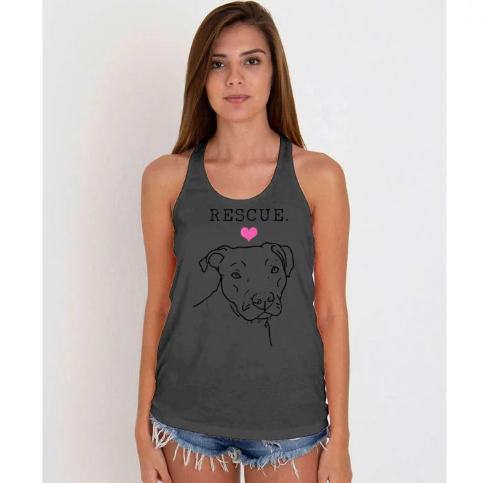 Dog Rescue Pitbull Cute Heart Adopt Pet Animal Dog Lover Women's Knotted Racerback Tank