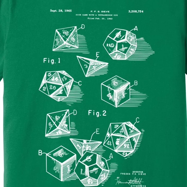 D20 Role Playing Dice Set Patent Prints 1999 Premium T-Shirt