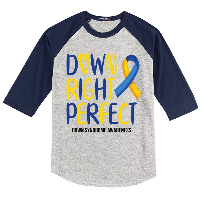 Down Right Perfect Down Syndrome Awareness Kids Colorblock Raglan Jersey