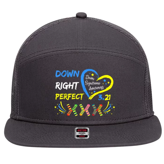 Down Right Perfect Down Syndrome Awareness 7 Panel Mesh Trucker Snapback Hat