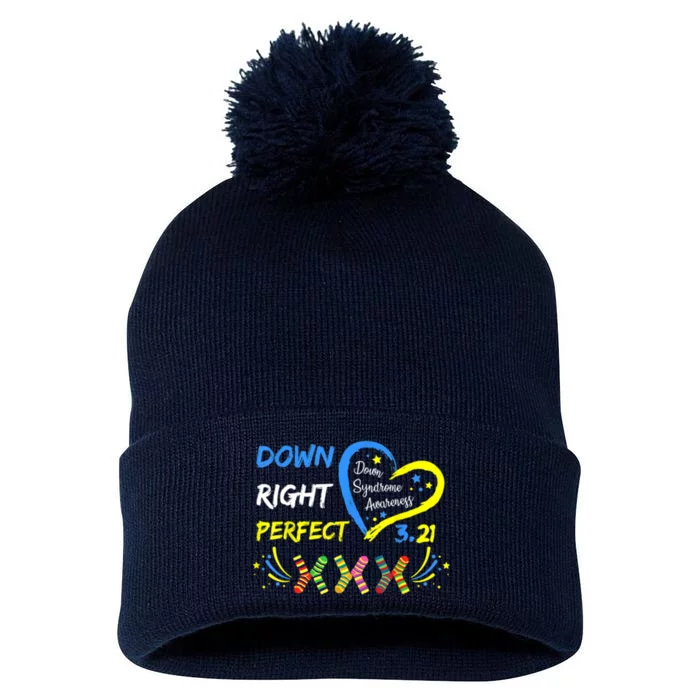 Down Right Perfect Down Syndrome Awareness Pom Pom 12in Knit Beanie