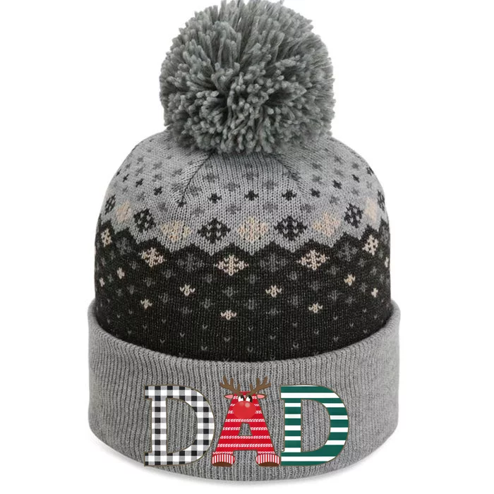 Dad Reindeer Plaid Christmas Holiday Design The Baniff Cuffed Pom Beanie