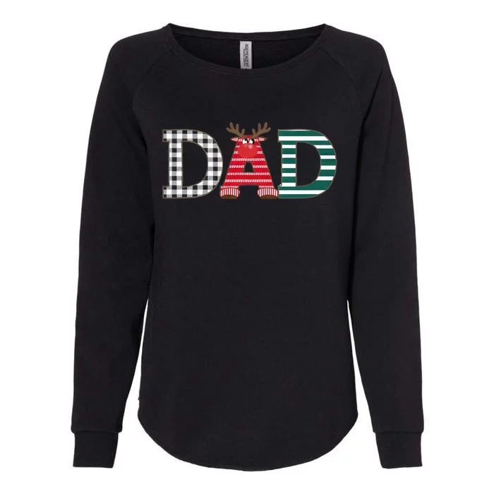 Dad Reindeer Plaid Christmas Holiday Design Womens California Wash Sweatshirt