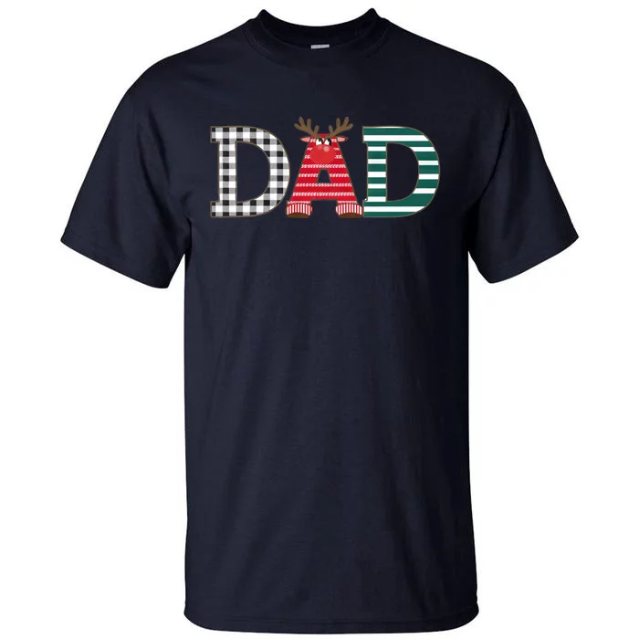 Dad Reindeer Plaid Christmas Holiday Design Tall T-Shirt