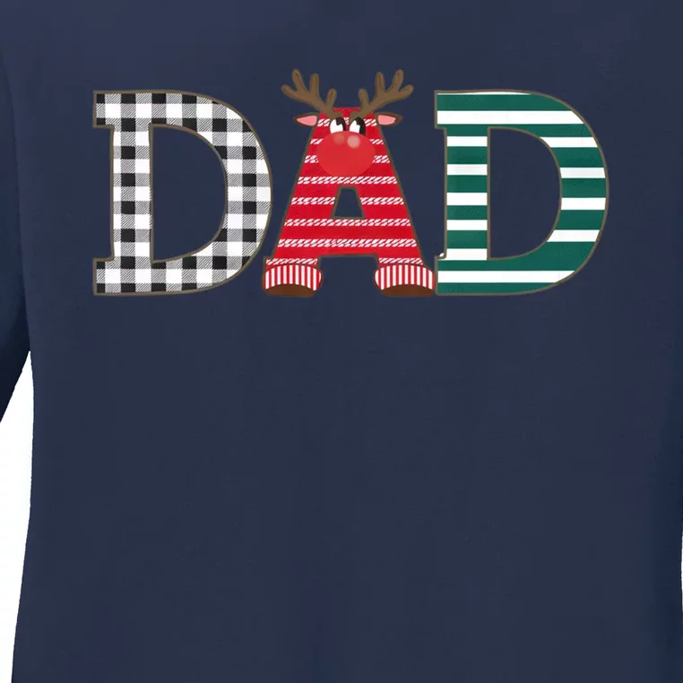 Dad Reindeer Plaid Christmas Holiday Design Ladies Long Sleeve Shirt