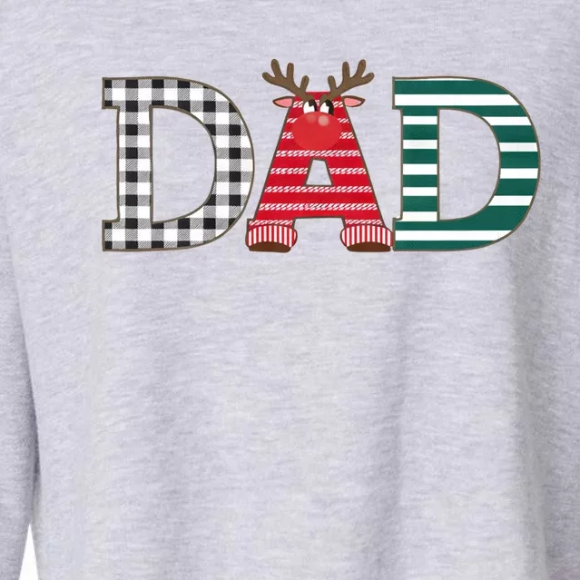 Dad Reindeer Plaid Christmas Holiday Design Cropped Pullover Crew