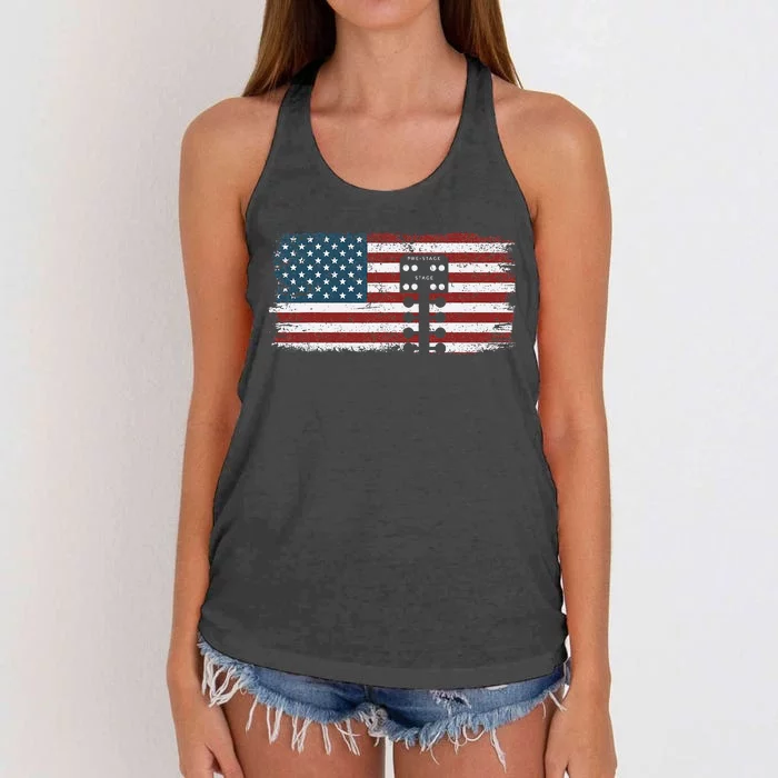 Drag Racing Race Car American Flag Vintage Women's Knotted Racerback Tank